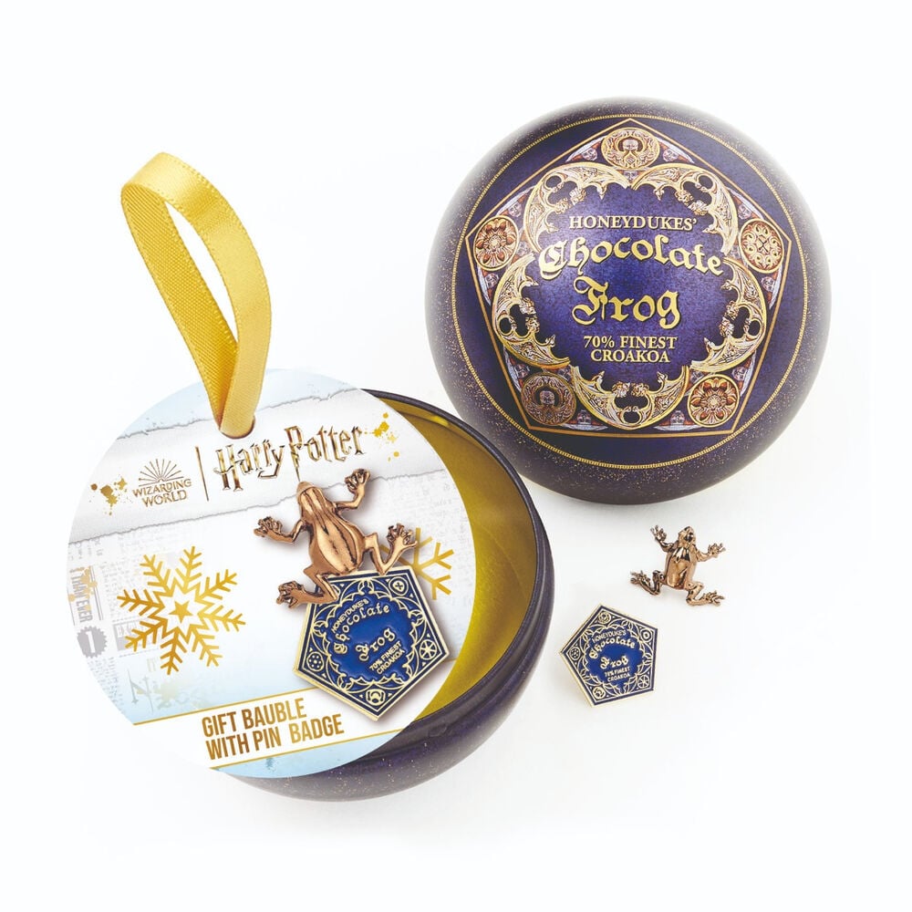 Bola de Navidad Harry Potter con pin de rana de chocolate