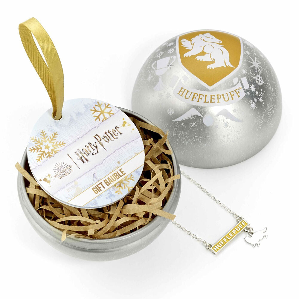 Colgante Hufflepuff con collar y bola de Navidad de Harry Potter