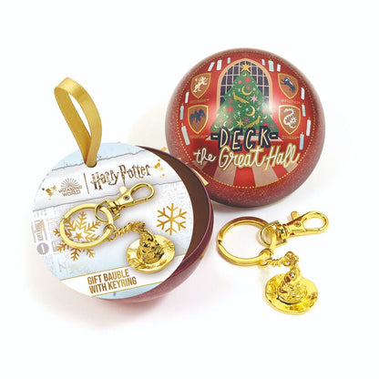 Bola de Navidad roja de Harry Potter con llavero dorado del Sombrero Seleccionador