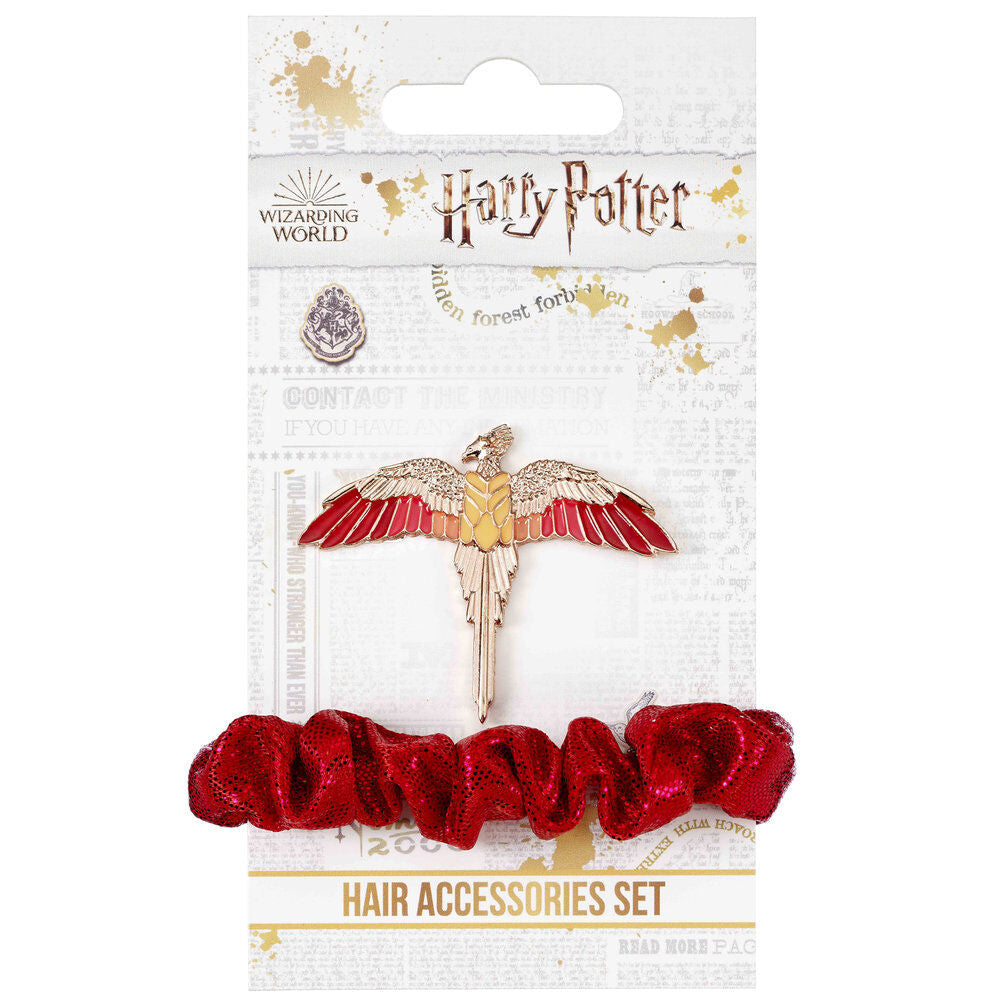 Set de accesorios para el pelo Fawkes de Harry Potter con coletero rojo - 2