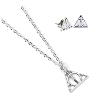 Set Harry Potter de colgante y pendientes con el símbolo de las Reliquias de la Muerte