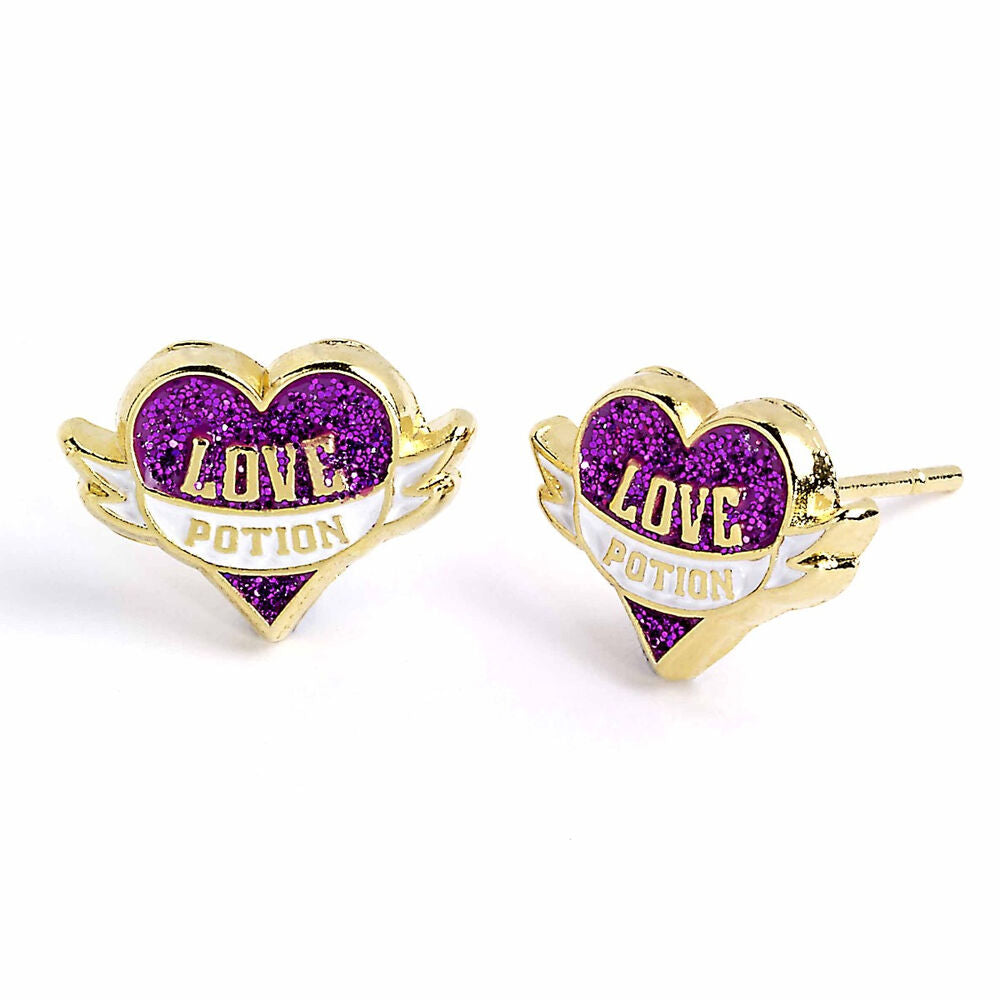 Pendientes Harry Potter Poción de Amor con corazón morado