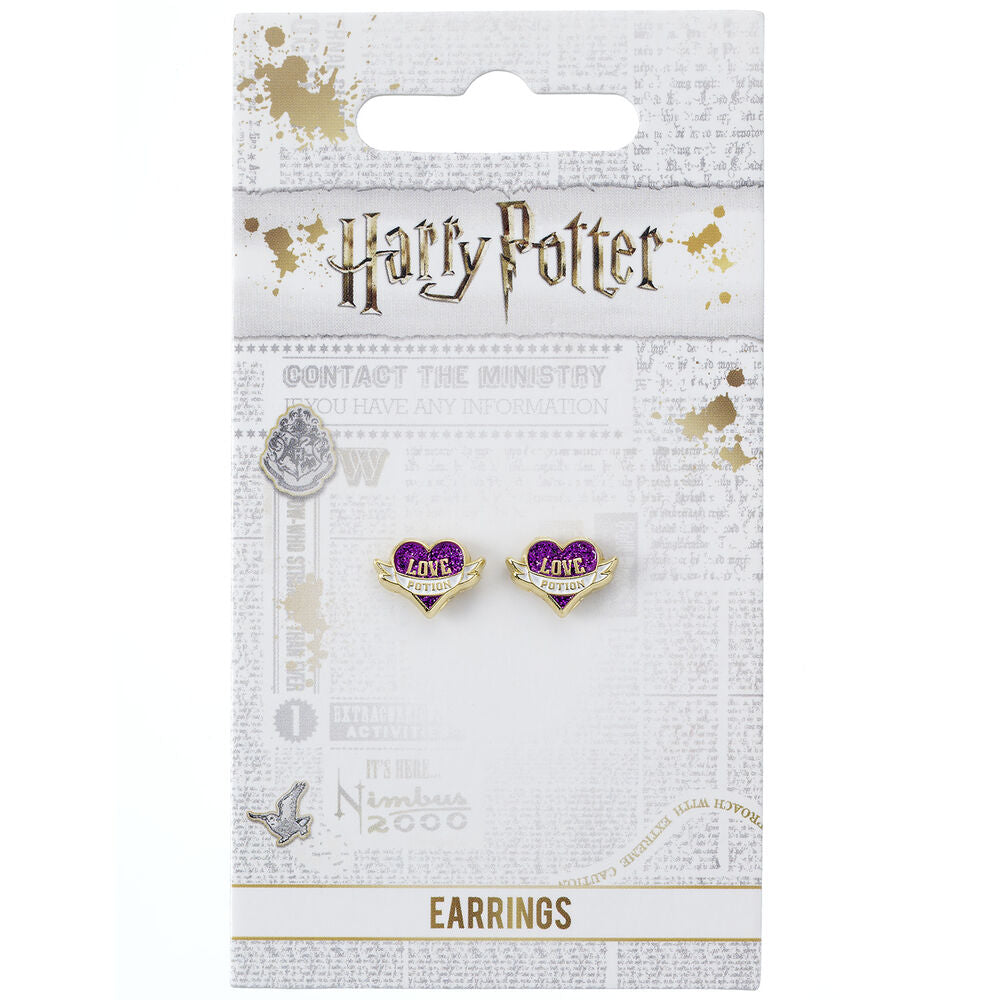 Pendientes Harry Potter Poción de Amor con corazón morado - 2