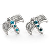 Pendientes plateados con diseño de diadema Harry Potter y cristales azules
