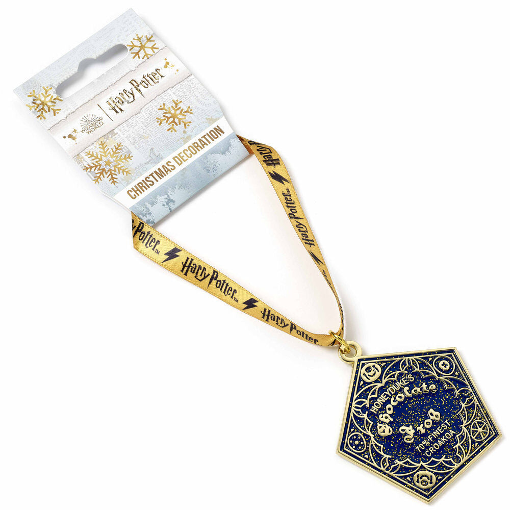 Adorno navideño de rana de chocolate de Harry Potter con cinta dorada - 2
