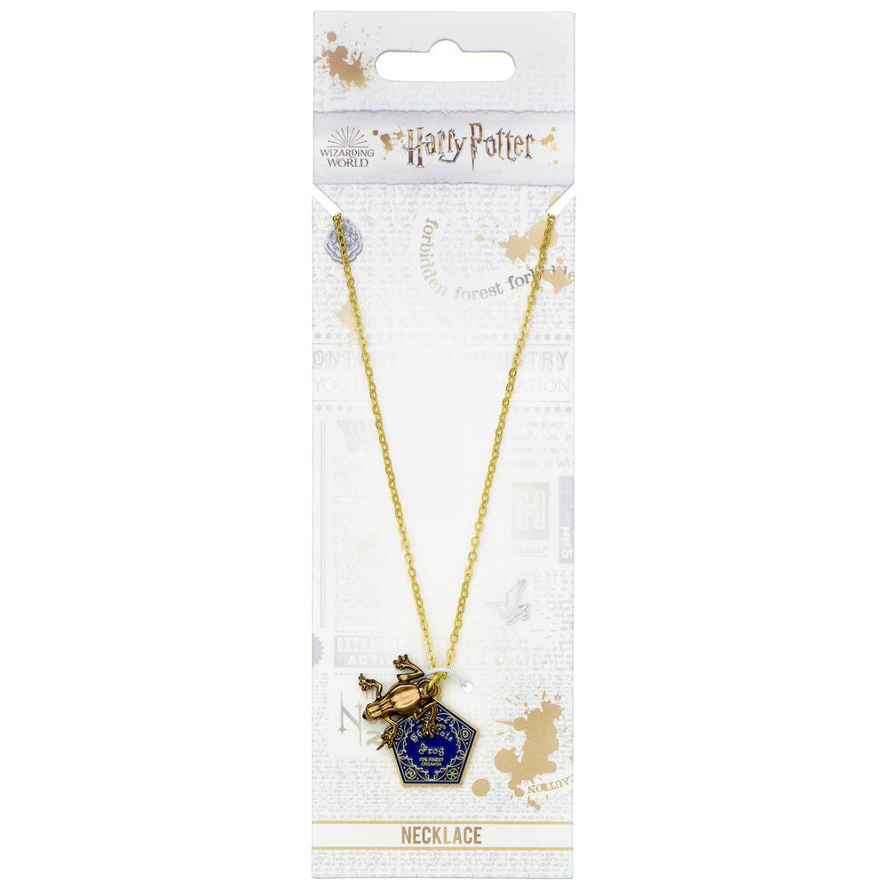 Colgante dorado Rana de Chocolate de Harry Potter con placa azul - 2