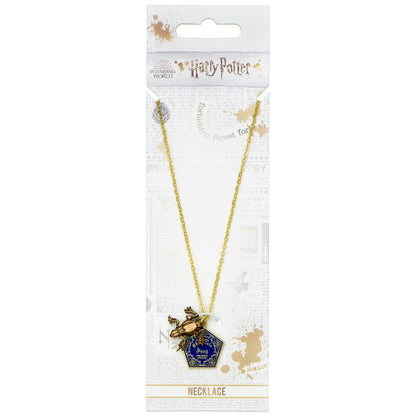 Colgante dorado Rana de Chocolate de Harry Potter con placa azul - 2