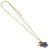 Colgante dorado Rana de Chocolate de Harry Potter con placa azul