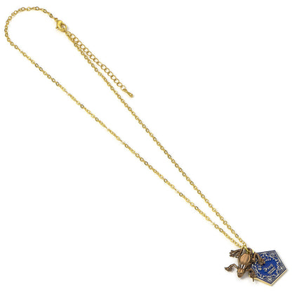 Colgante dorado Rana de Chocolate de Harry Potter con placa azul