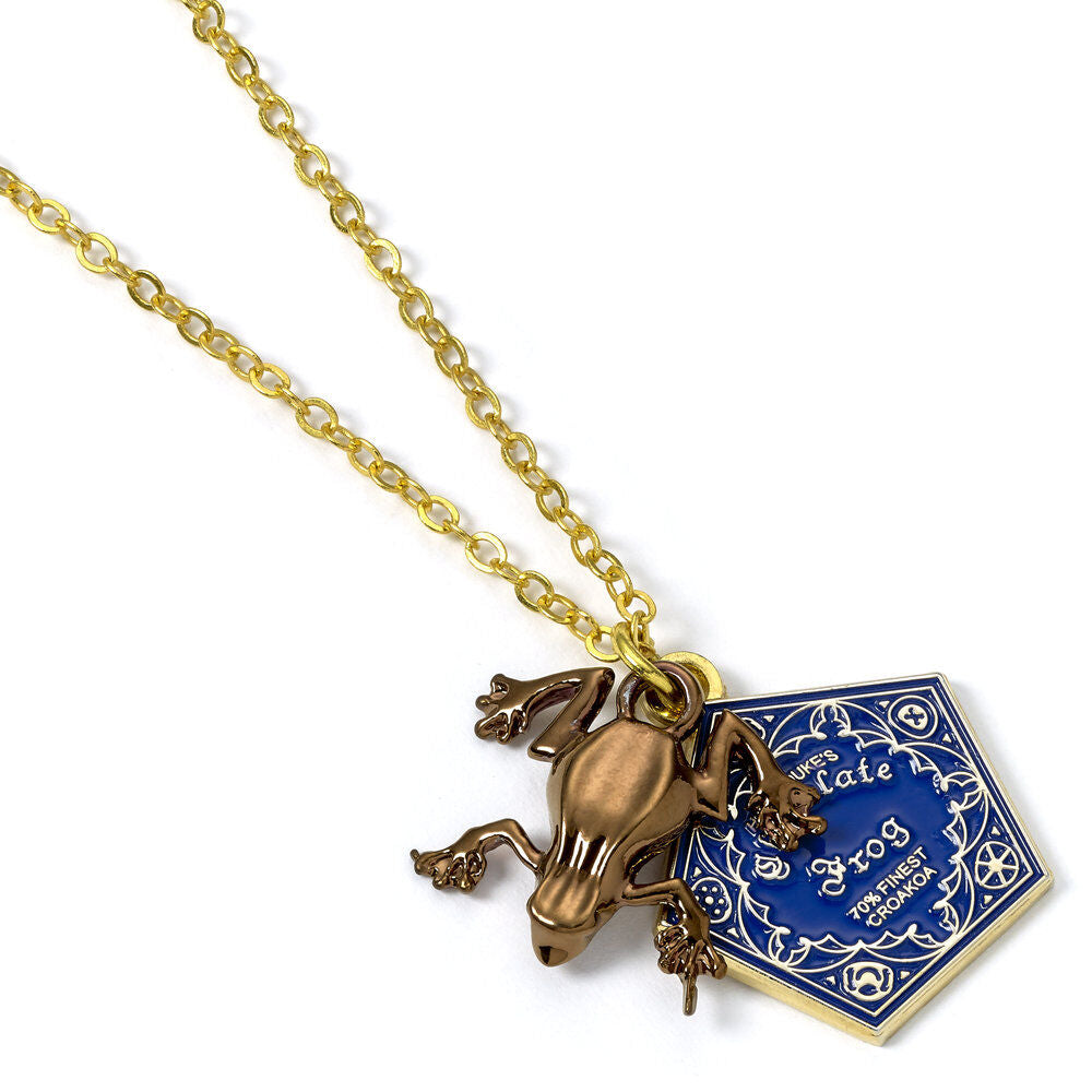 Colgante dorado Rana de Chocolate de Harry Potter con placa azul - 3