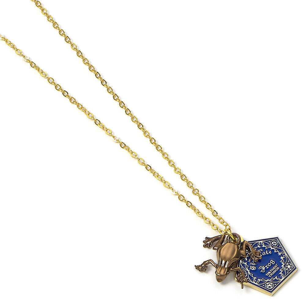 Colgante dorado Rana de Chocolate de Harry Potter con placa azul - 4