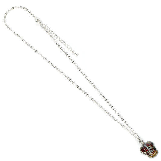 Colgante del escudo de Gryffindor de Harry Potter con cadena plateada