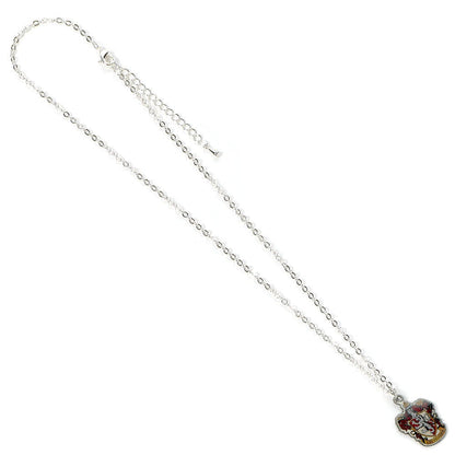 Colgante del escudo de Gryffindor de Harry Potter con cadena plateada