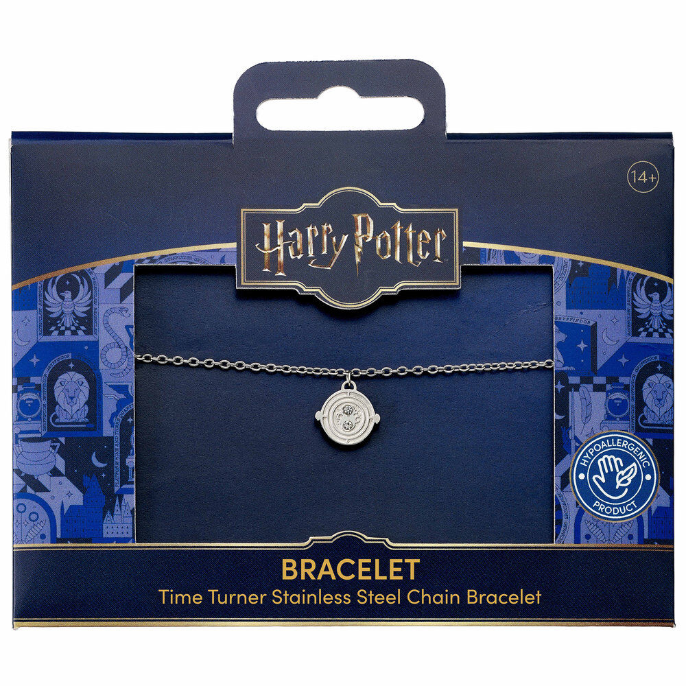 Pulsera de acero inoxidable de Harry Potter con amuleto del Tornero del Tiempo
