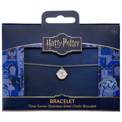 Pulsera de acero inoxidable de Harry Potter con amuleto del Tornero del Tiempo