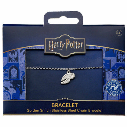 Pulsera dorada de acero inoxidable con colgante de la Snitch Dorada de Harry Potter