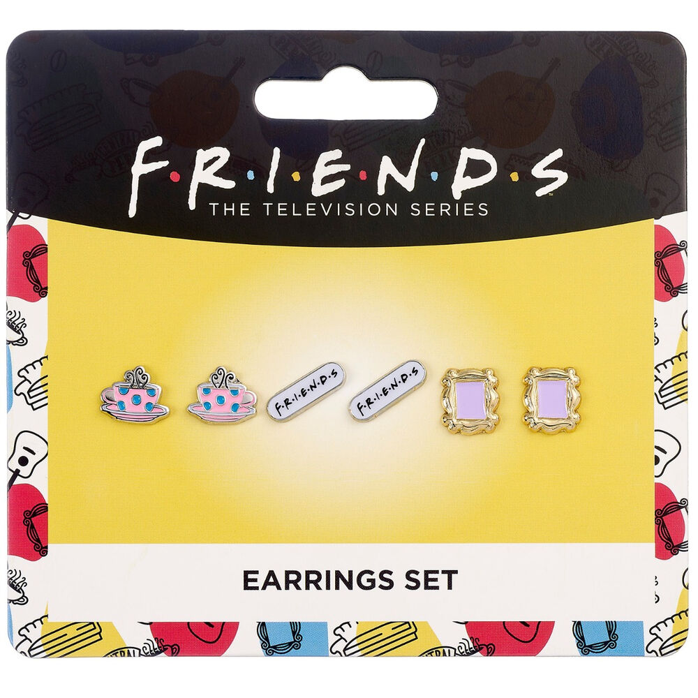 Set de pendientes Friends con marco de Monica, logo y taza de Central Perk - 2