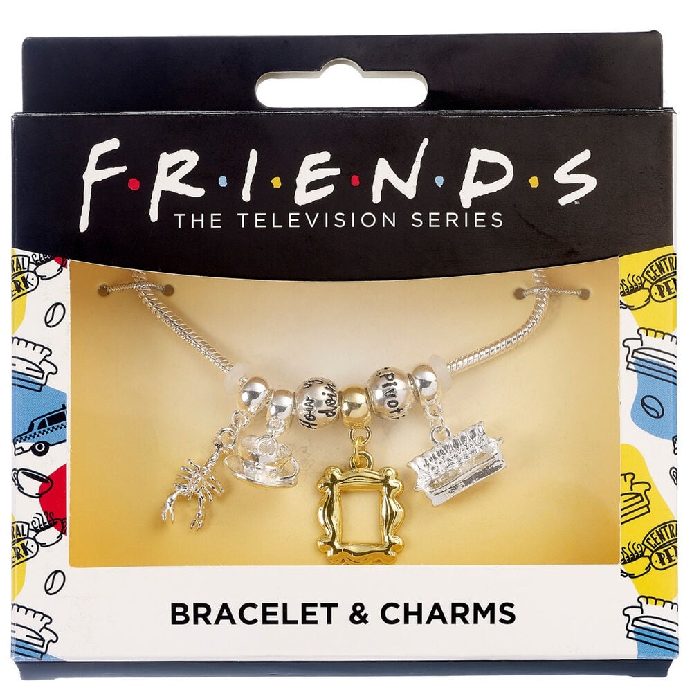 Pulsera plateada de charms Friends con marco dorado - 2
