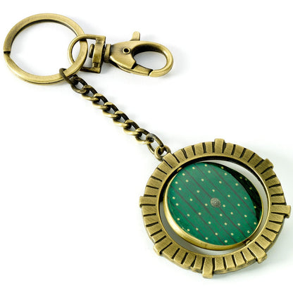 Llavero Puerta Hobbit de El Señor de los Anillos con medallón verde y cierre de mosquetón