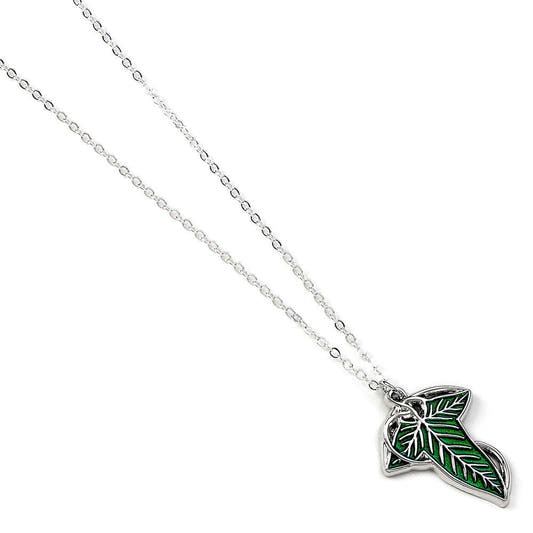 Colgante de La Hoja de Lórien con esmalte verde y cadena fina - 3