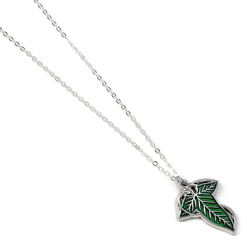 Colgante de La Hoja de Lórien con esmalte verde y cadena fina - 3