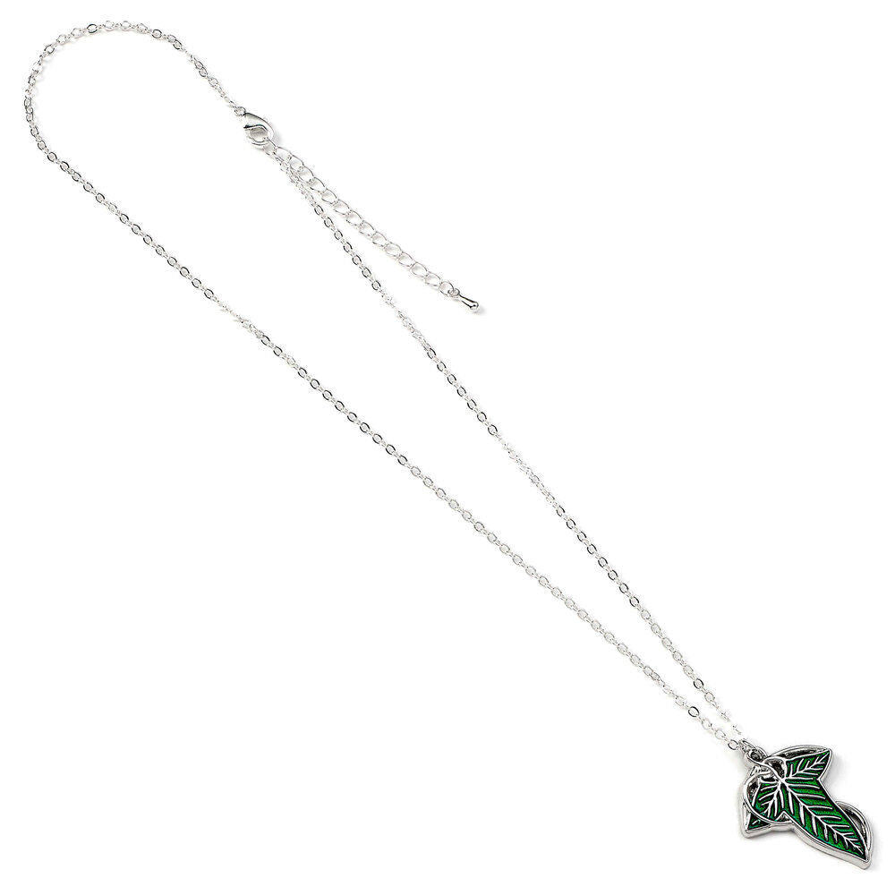 Colgante de La Hoja de Lórien con esmalte verde y cadena fina