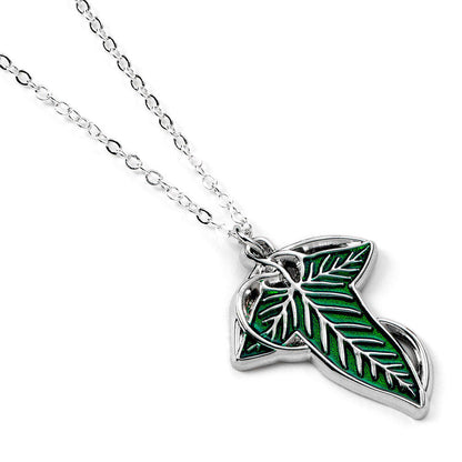 Colgante de La Hoja de Lórien con esmalte verde y cadena fina - 4