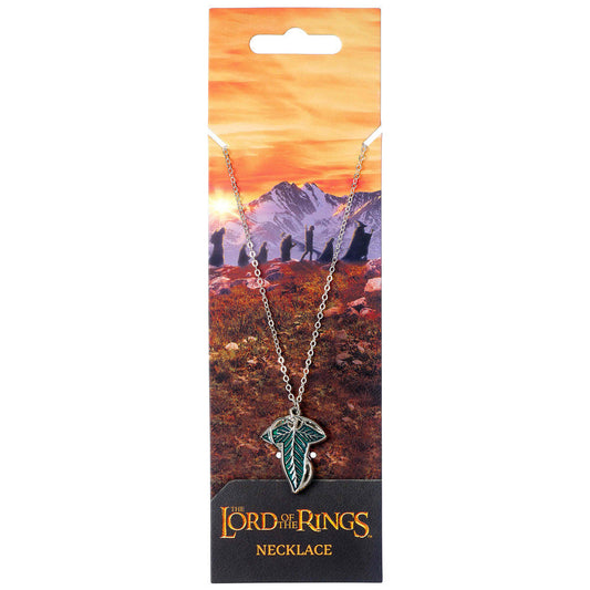 Colgante de La Hoja de Lórien con esmalte verde y cadena fina - 2