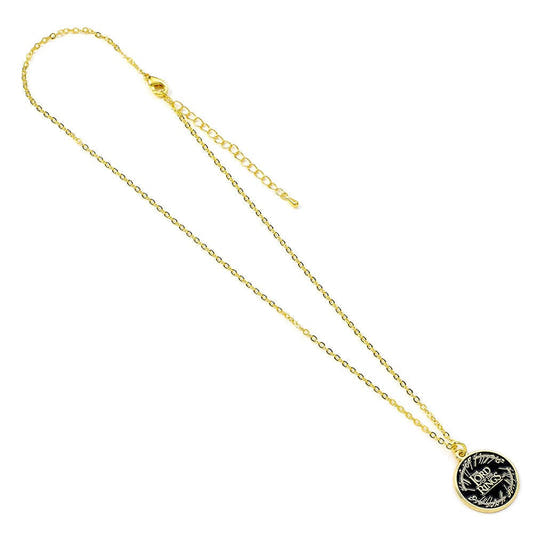 Colgante dorado con medallón del logo de El Señor de los Anillos