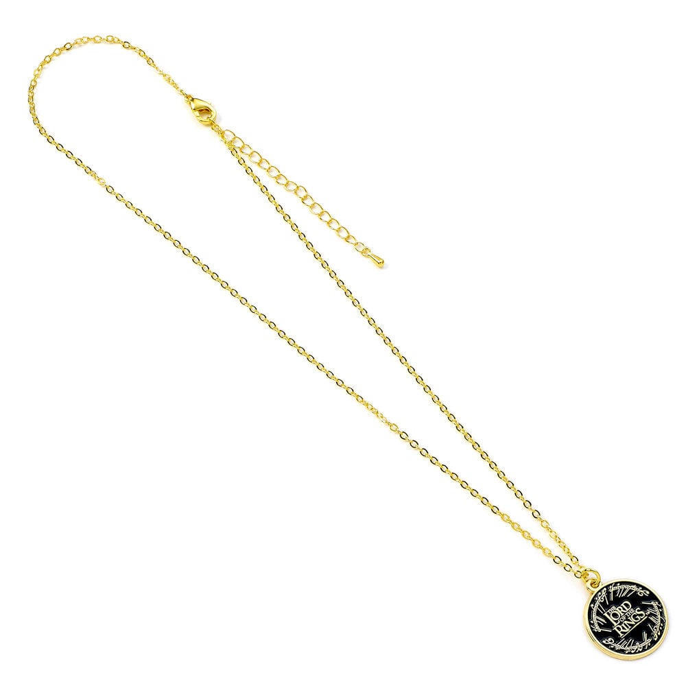 Colgante dorado con medallón del logo de El Señor de los Anillos