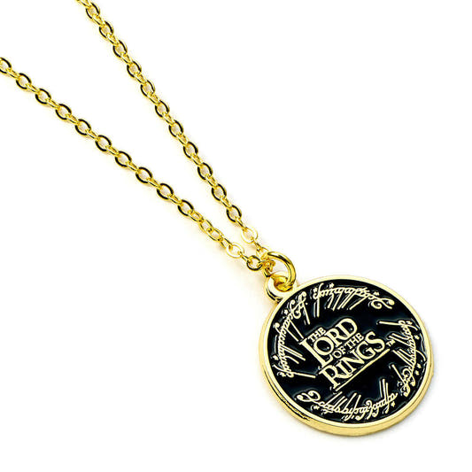 Colgante dorado con medallón del logo de El Señor de los Anillos - 4