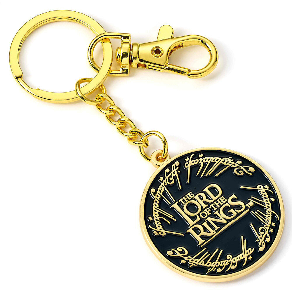 Llavero dorado de El Señor de los Anillos con medallón negro - 3