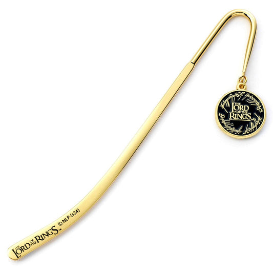 Marcapáginas dorado de El Señor de los Anillos con medallón circular