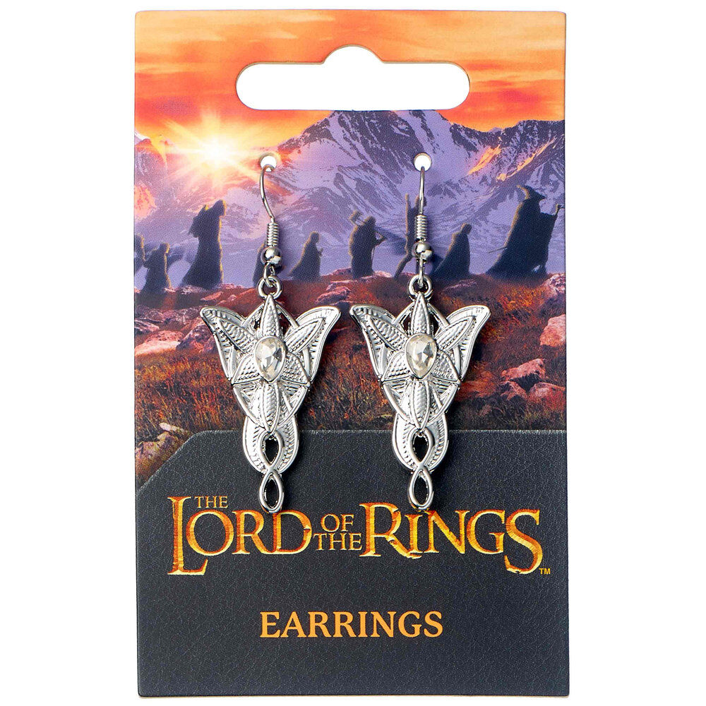 Pendientes Evenstar plateados con cristal central - 2
