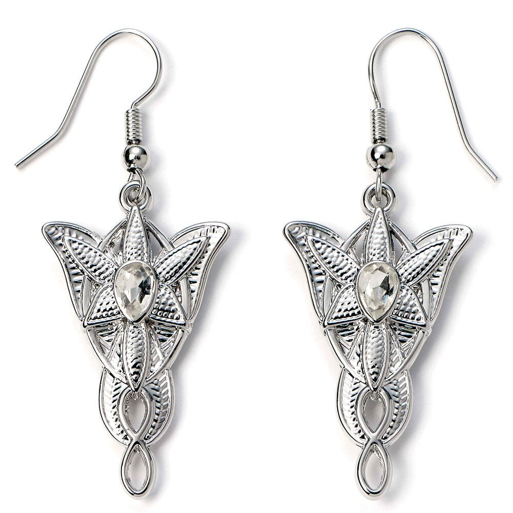 Pendientes Evenstar plateados con cristal central