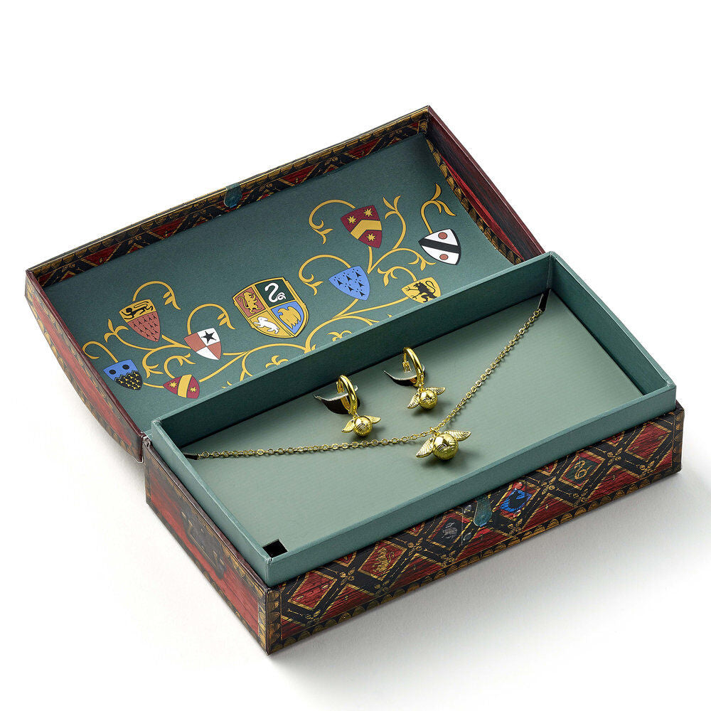 Set Harry Potter de collar y pendientes Snitch Dorada en caja decorada - 2
