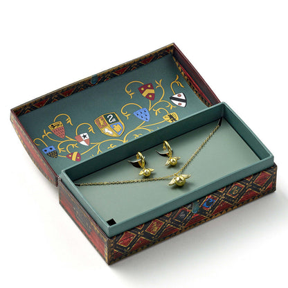 Set Harry Potter de collar y pendientes Snitch Dorada en caja decorada - 2