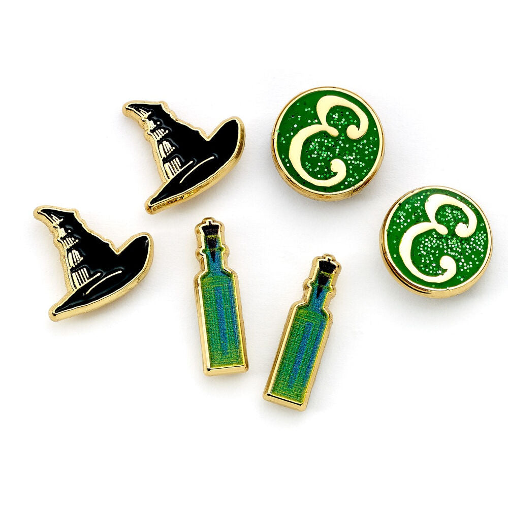 Set de 3 pares de pendientes Wicked con diseños verdes y negros - 2
