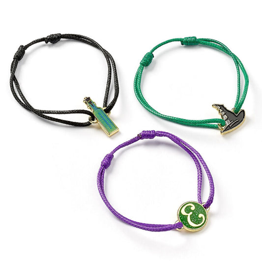Set de dos pulseras Wicked de Elphaba y Glinda con cordones ajustables y colgantes - 2