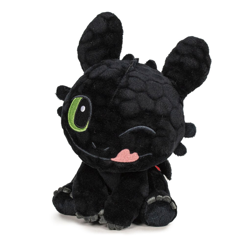 Peluche negro de Desdentao con ojos verdes y lengua rosa