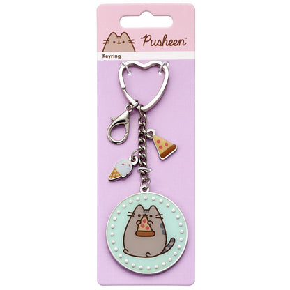 Llavero Pusheen con pizza, helado y aro de corazón