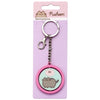 Llavero giratorio Pusheen rosa con mensaje HI