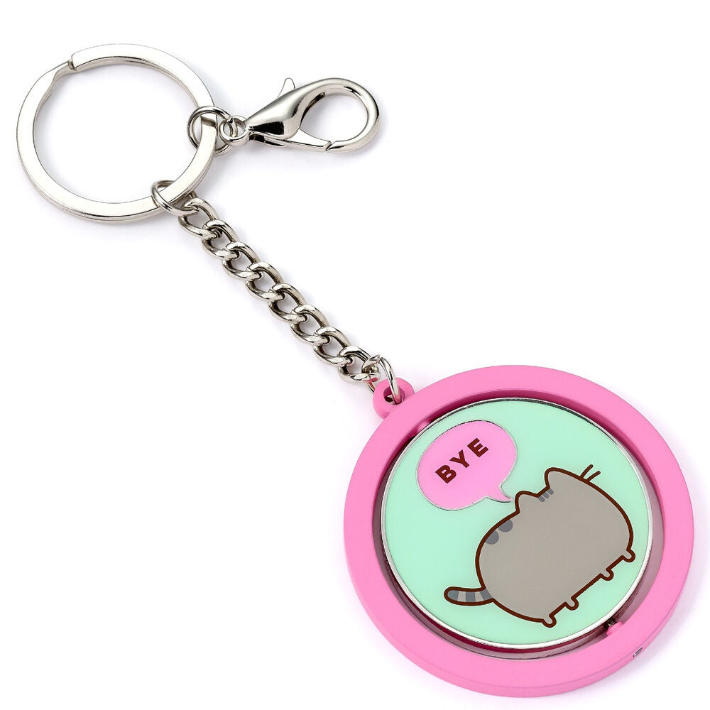 Llavero giratorio Pusheen rosa con mensaje HI - 4