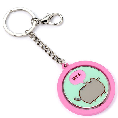 Llavero giratorio Pusheen rosa con mensaje HI - 4