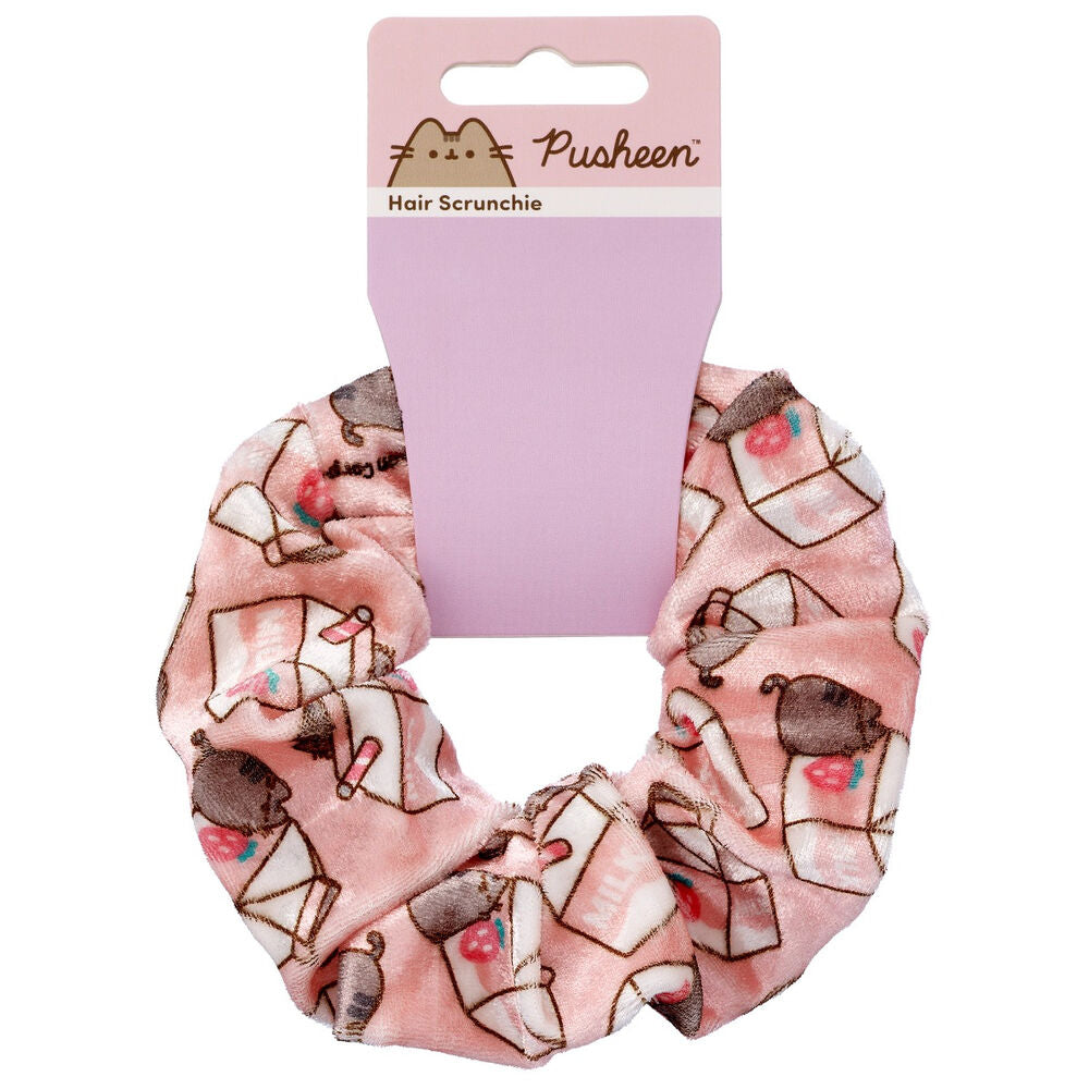 Coletero rosa Pusheen con estampado de leche y fresas