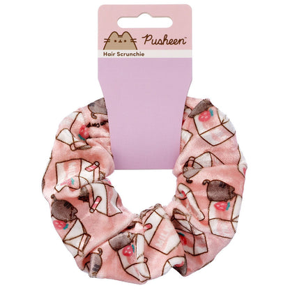 Coletero rosa Pusheen con estampado de leche y fresas