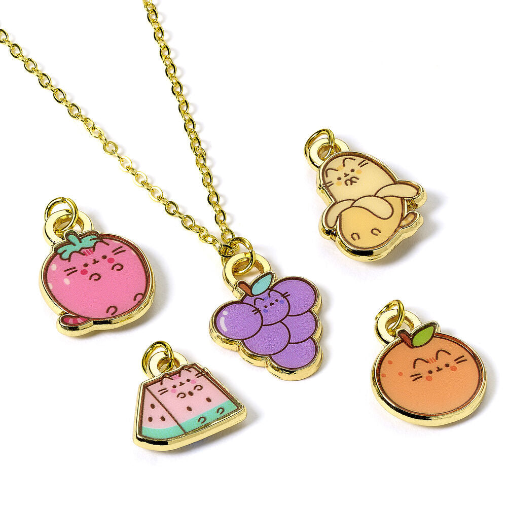Collar Pusheen con cinco charms de frutas - 2