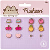 Set de seis pares de pendientes Pusheen con diseños de frutas, corazón y detalle brillante