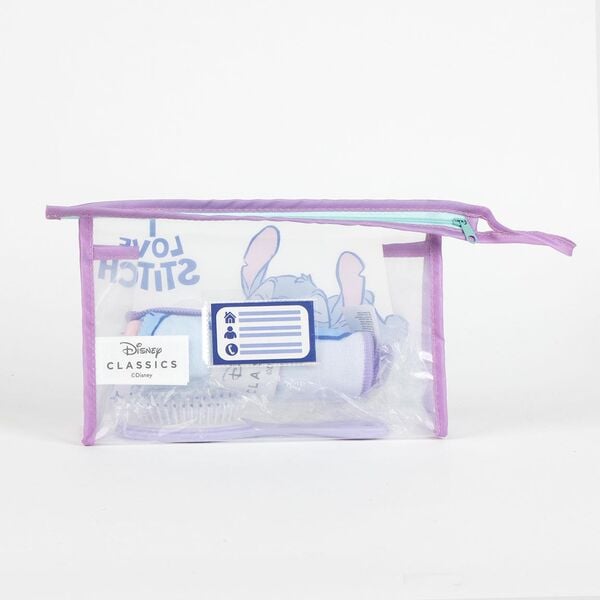 Neceser escolar Stitch Disney lila con toalla y cepillo - 2