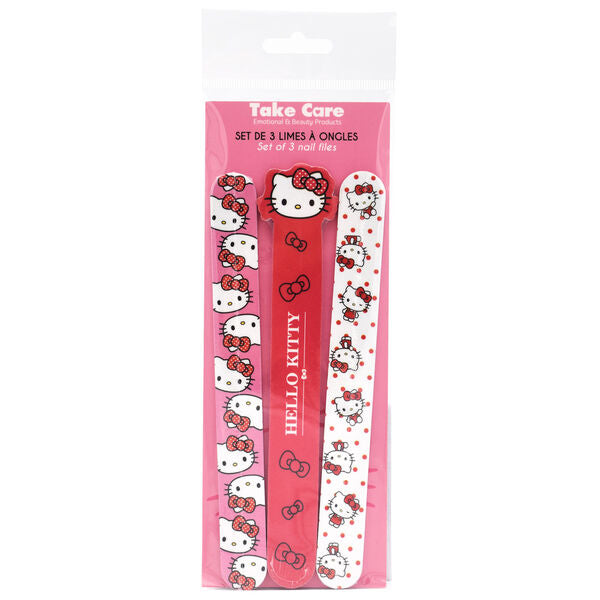 Set de tres limas de uñas Hello Kitty en rosa, rojo y blanco